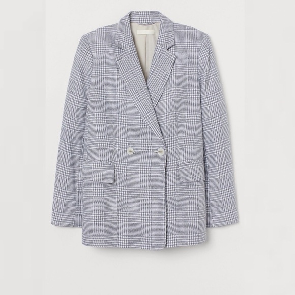 H&M blue/white plaid blazer EUR size42 (UK size14) - Picture 1 of 8